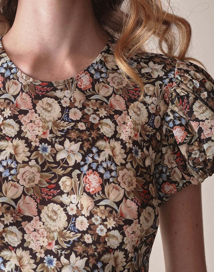 Printed Fitted Maxi Dress｜Vintage Bloom