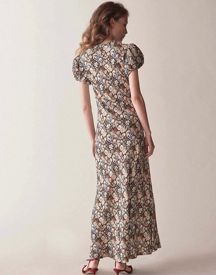 Printed Fitted Maxi Dress｜Vintage Bloom