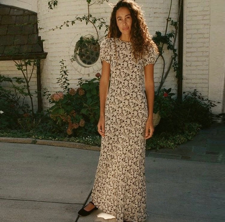 Printed Fitted Maxi Dress｜Vintage Bloom