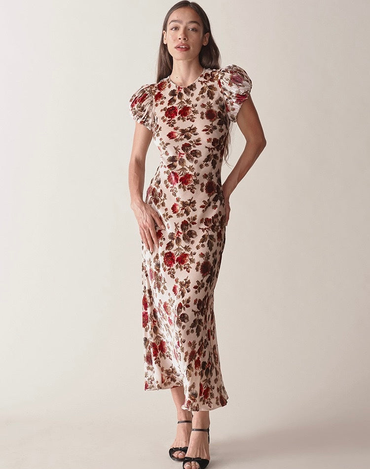 Printed Fitted Maxi Dress｜Vintage Bloom