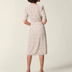 Floral V-Neck Tie Wrap Midi Dress｜Soft Enfold