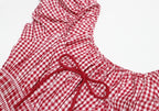 Plaid Cotton Midi Dress｜Grid Mellow