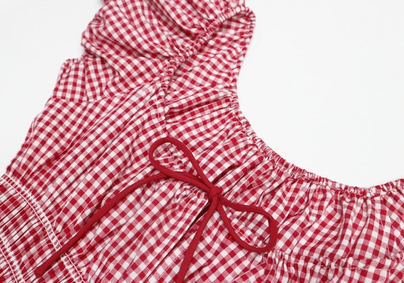 Plaid Cotton Midi Dress｜Grid Mellow