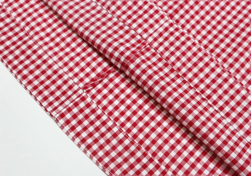 Plaid Cotton Midi Dress｜Grid Mellow