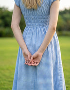 Plaid Cotton Midi Dress｜Grid Mellow