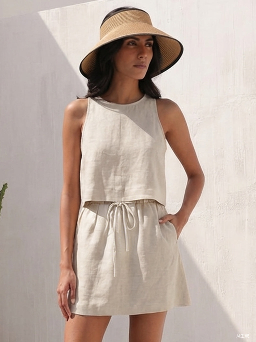 Pure Linen Short Skirt｜Dune Breeze
