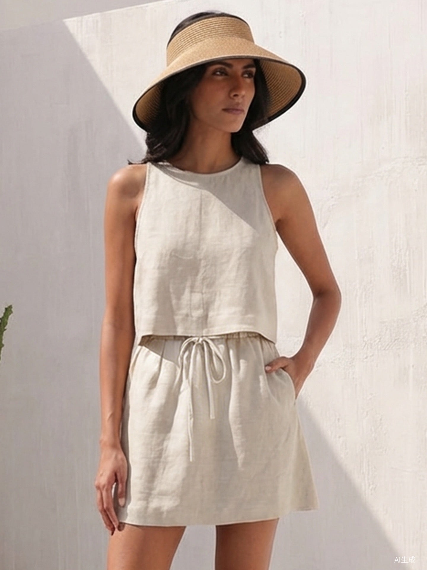 Pure Linen Short Skirt｜Dune Breeze