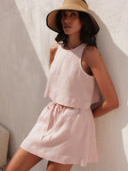 Pure Linen Short Skirt｜Dune Breeze