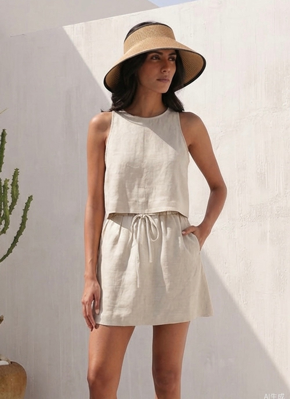 Pure Linen Short Skirt｜Dune Breeze