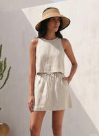 Pure Linen Short Skirt｜Dune Breeze