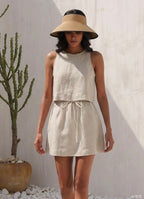 Pure Linen Short Skirt｜Dune Breeze
