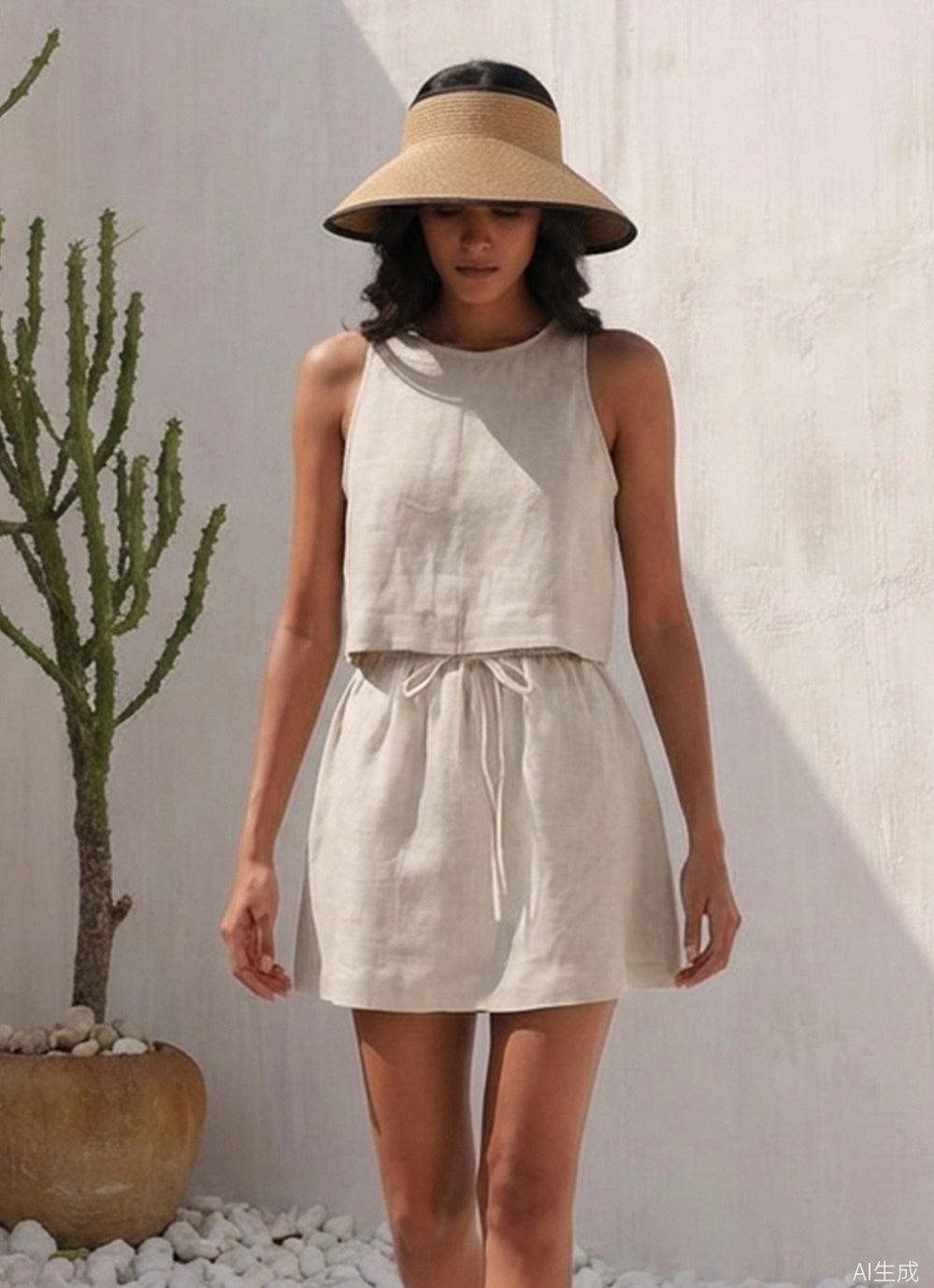 Pure Linen Short Skirt｜Dune Breeze