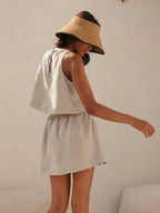 Pure Linen Short Skirt｜Dune Breeze