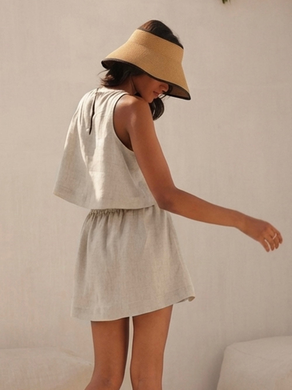 Pure Linen Short Skirt｜Dune Breeze