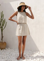 Pure Linen Short Skirt｜Dune Breeze