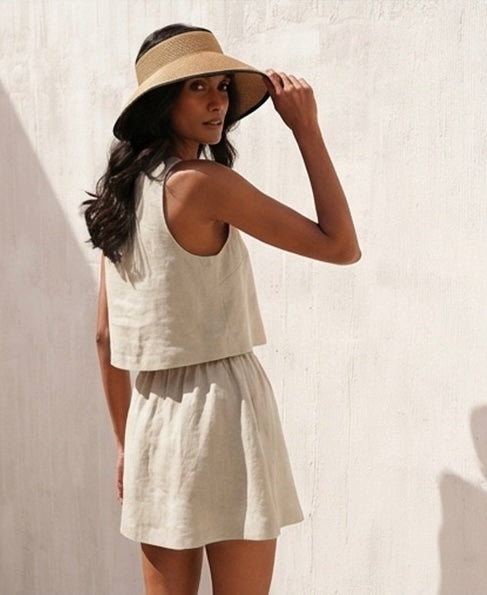 Pure Linen Short Skirt｜Dune Breeze