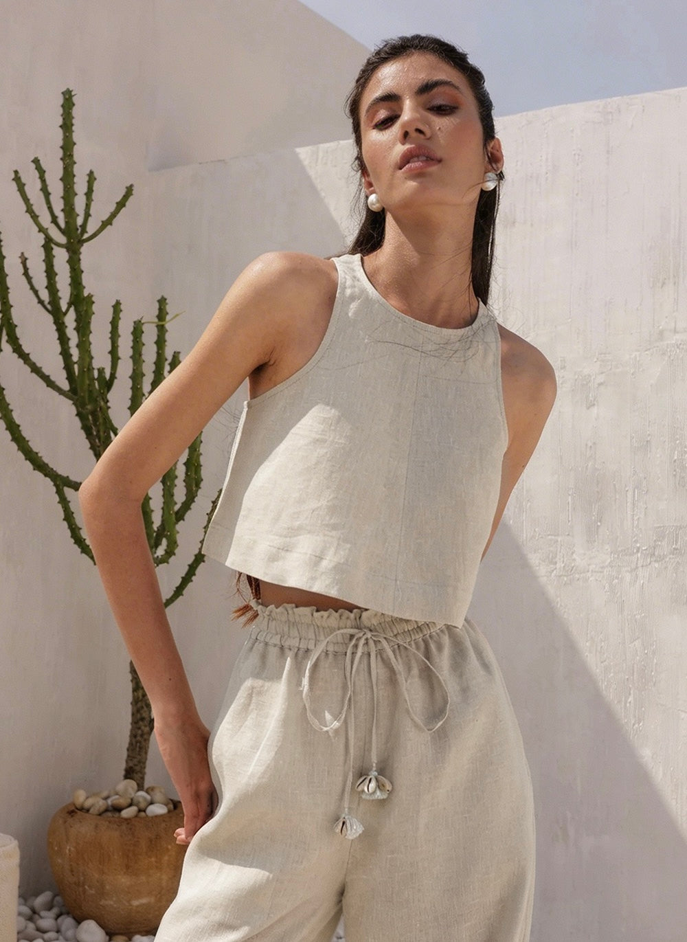 Pure Linen Short Skirt｜Dune Breeze