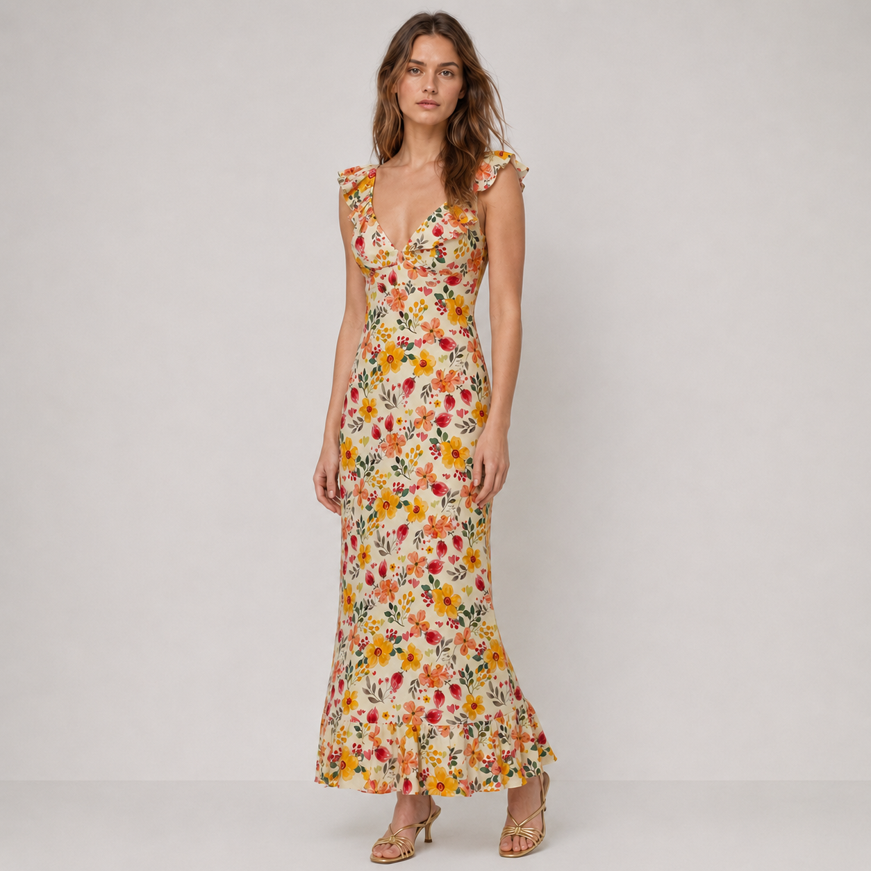 Wildflower | Cotton Printed Midi Dress | exclusive print