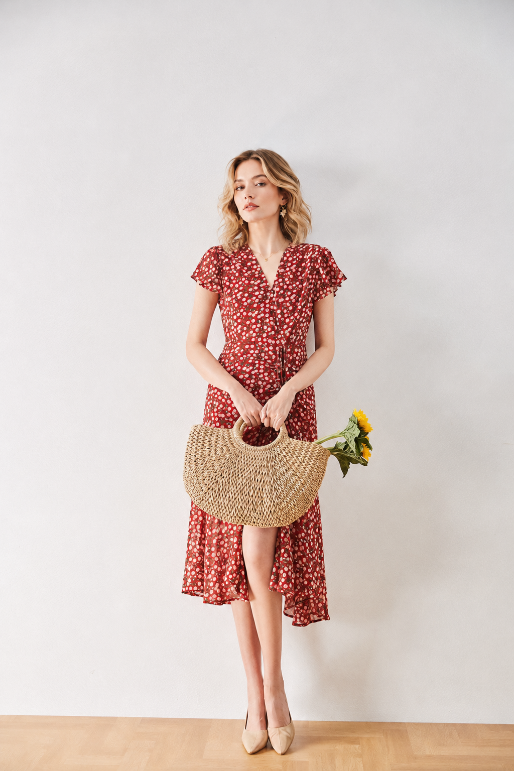 French-Inspired Fishtail Midi Tea Dress | Cherry