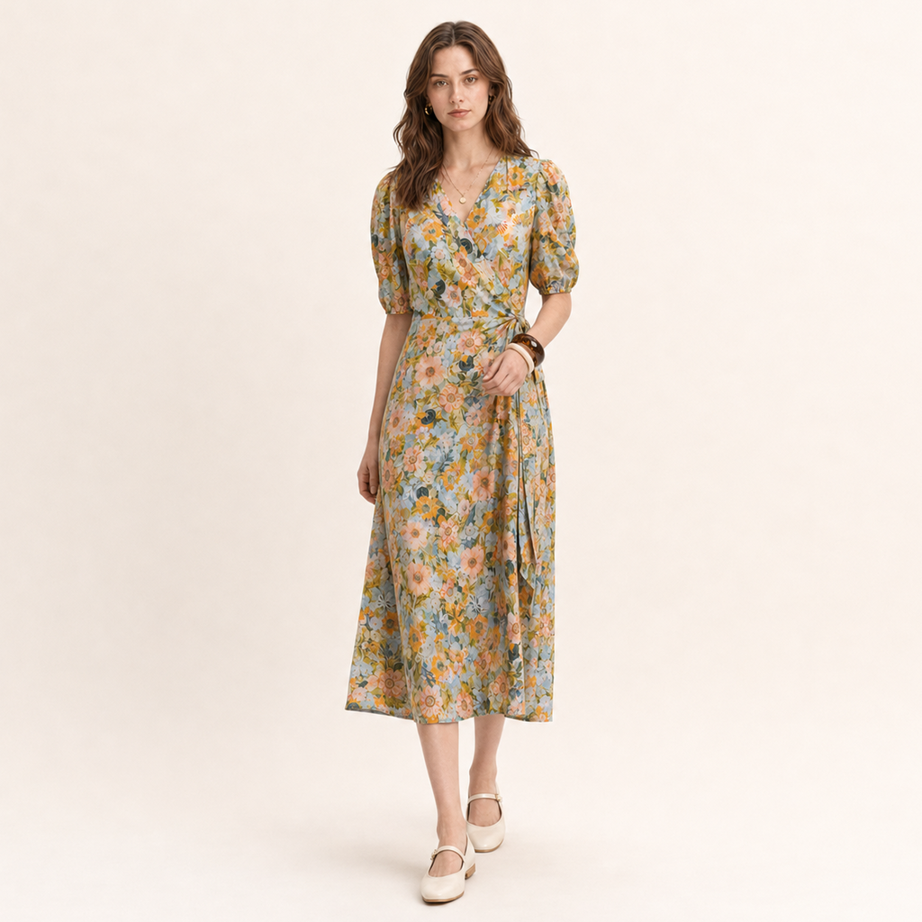 Flower | Cotton Printed Midi Dress | exclusive print