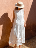 Linen-Blend Eyelet Embroidered Set | White tea